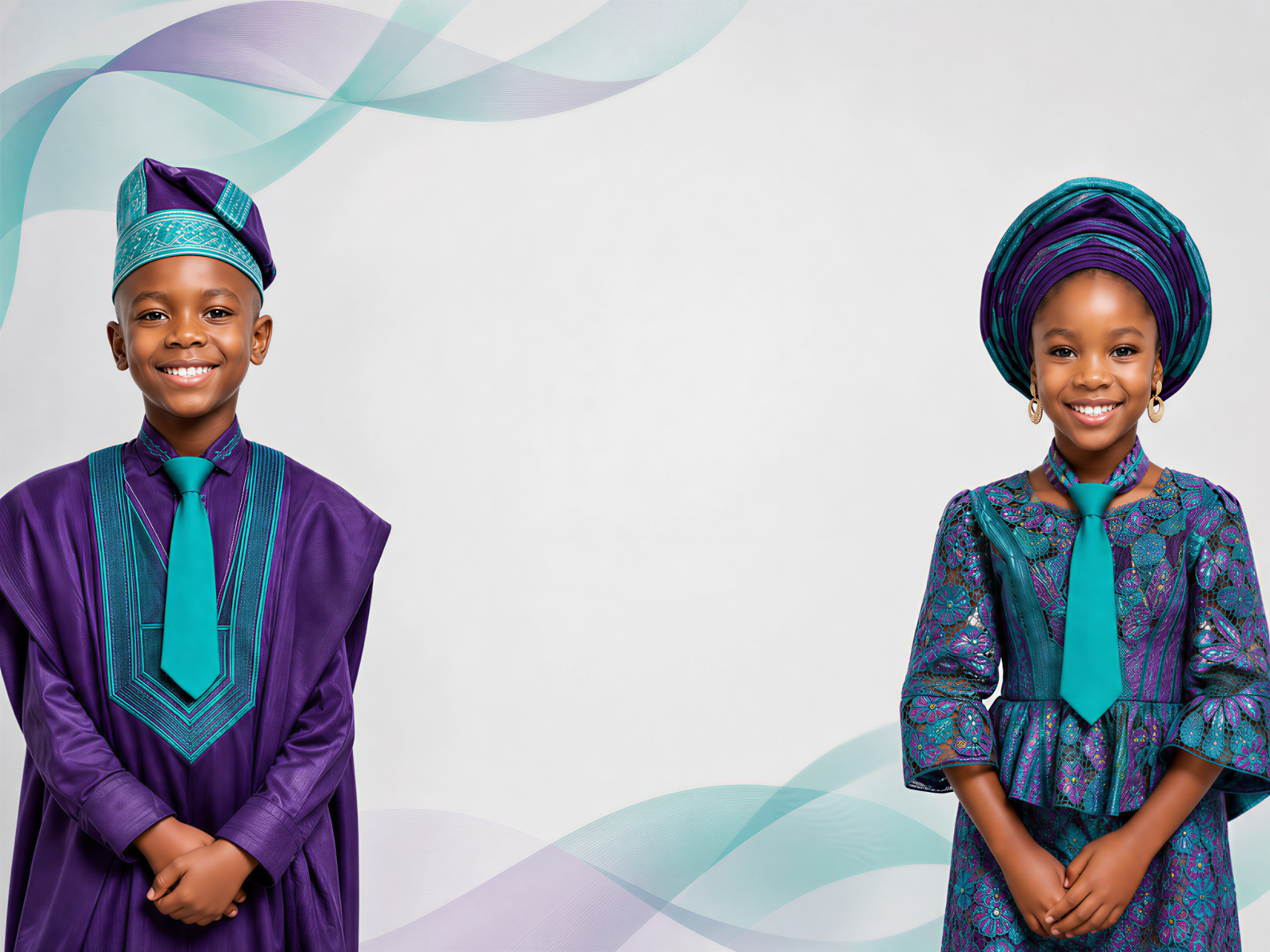 Children in Naijatutors purple and teal contest colours
